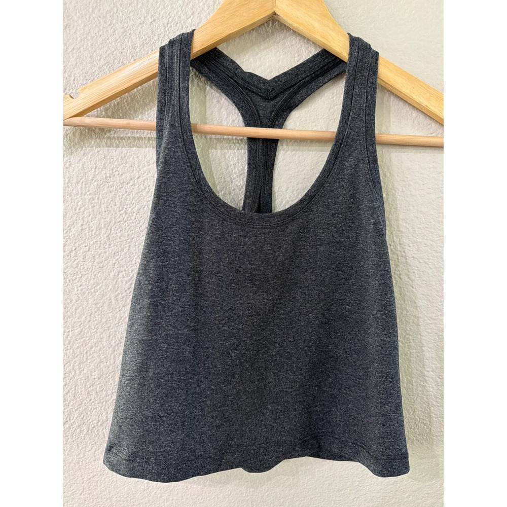 Lululemon Heathered Charcoal Grey Racerback Athletic Crop Tank Top 4